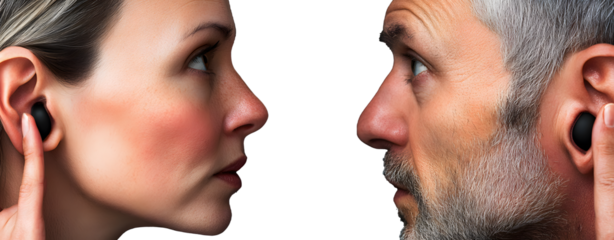 Deaf woman and man ear