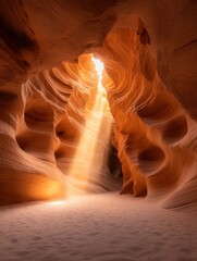 Stunning Sunset Beams in Antelope Canyon During Golden Hour