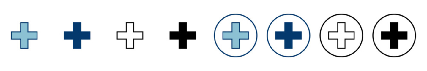 Obraz premium Plus Icon vector isolated on white background. Add plus icon. Addition sign. Medical Plus icon