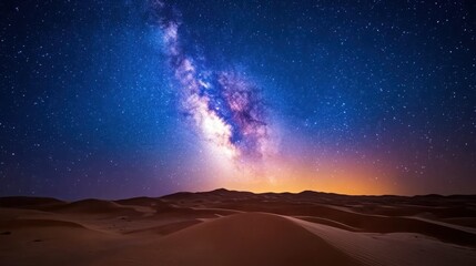 Obraz premium Stargazing night adventure in the desert high-definition galaxy view