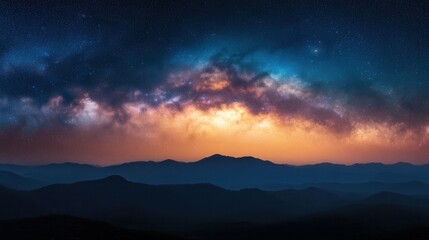Fototapeta premium Majestic milky way stars over dark forest nature photography twilight