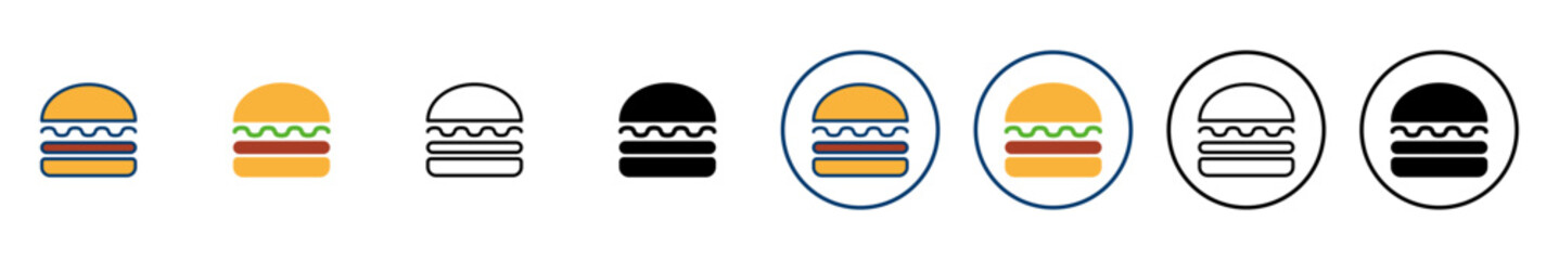 Hamburger icon vector isolated on white background. Burger and hamburger icon. Fast food vector icon