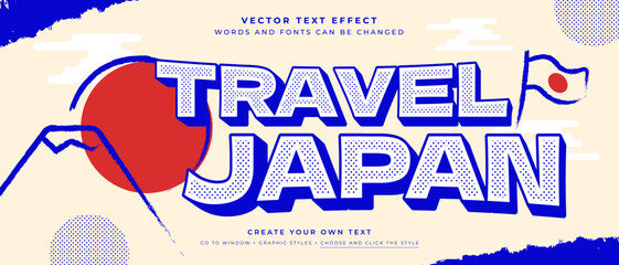 Japan travel text effect, vector graphic style