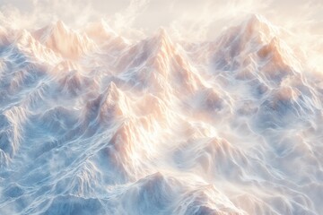Fototapeta premium Stunning mountain range covered in snow with bright sunlight and clear blue sky