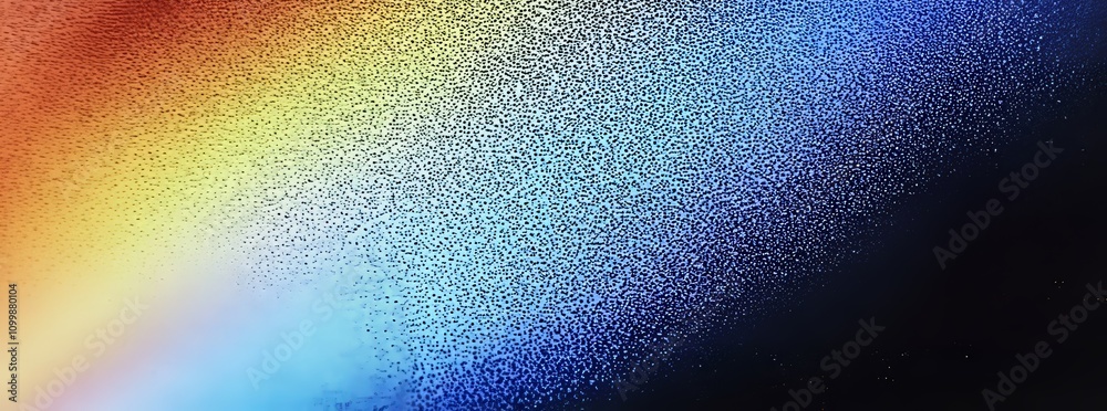 Aufkleber a grainy gradient background featuring blue, red, and yellow abstract glowing color waves on a black