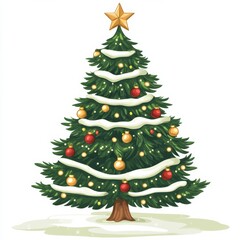 Fototapeta premium christmas tree , vector, 2d , simple , flat , white background