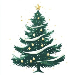 Fototapeta premium christmas tree , vector, 2d , simple , flat , white background