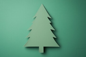 Obraz premium Festive Green Paper Christmas Tree Cutout Holiday Decoration New Year s Card Design