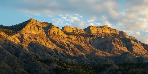 Sunset over the Utah mountains, highlighting their unique geological features and warm colors of the rocks.
