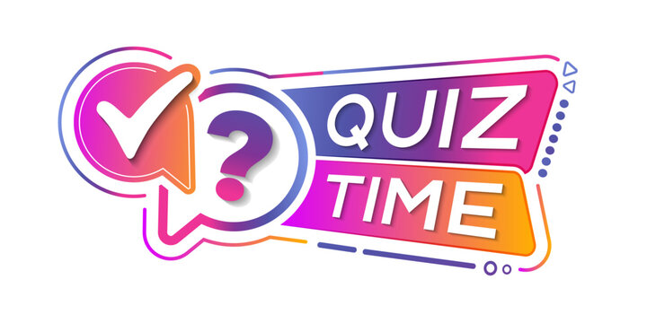 Quiz time logo. Bright quiz label with question mark. Quiz time emblem for business, marketing and advertising. Vector illustration.
