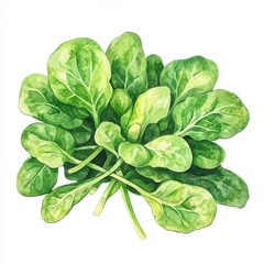Fototapeta premium Fresh green spinach leaves on white background, healthy and organic.