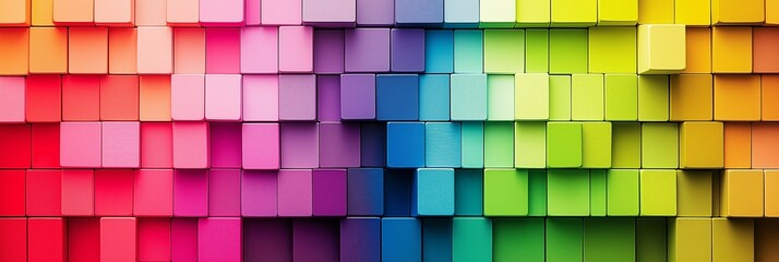 Fototapeta premium A striking arrangement of colorful wooden blocks organized in an eye-catching pattern.