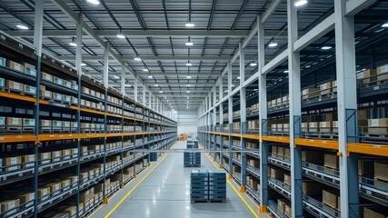Fototapeta premium High-res drone imagery captures warehouse storage bins and trays. Efficient inventory management visualized.