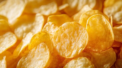 Close-Up of Crispy Potato Chips: A Delicious Snack
