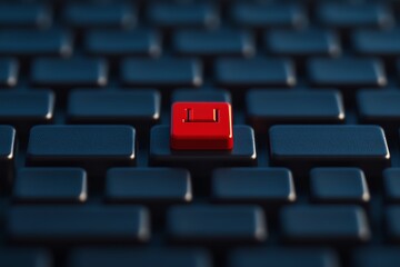 Red enter key on dark keyboard.