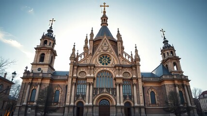Obraz premium Lviv Dominican Monastery, Ukraine, 2021: Architectural detail, deep focus.