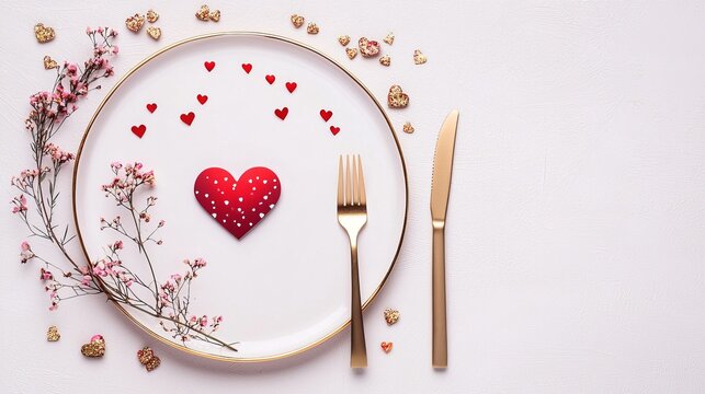 Valentine's Day restaurant menu with floral and heart vectors, festive and refined, isolated white background