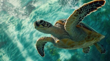 Obraz premium A turtle swimming in the ocean