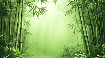 Serene bamboo forest, nature background wallpaper, anime illustration drawing. Nature. Illustration