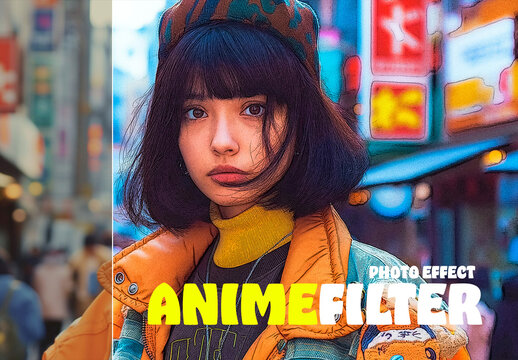 Anime Filter Photo Effect Mockup