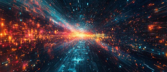 Obraz premium Digital background perfect for tech processes, neural networks, artificial intelligence, data transfer and encryption, digital archives, sound and graphic presentations, science, education, etc
