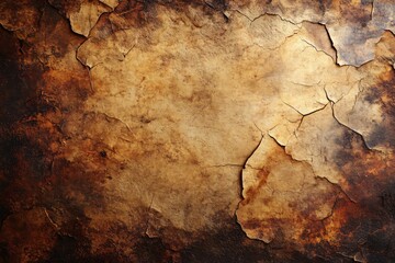 Fototapeta premium Dark brown grunge textured background showing cracking and wear