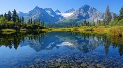 Fototapeta premium Mountain Reflection In A Crystal Clear Lake