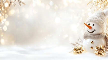 christmas background  with cute funny laughing snowman