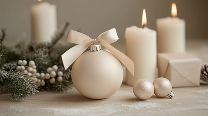 Beige bauble and christmas decoration