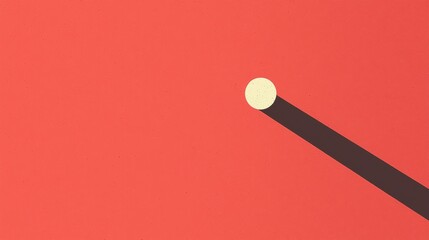 A minimalistic design featuring a small circle and a line against a vibrant red background.