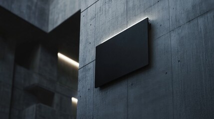 Illuminated Black Sign on Concrete Wall
