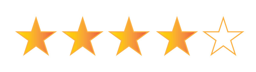 Obraz premium Five Star Rating With Gold Color Vector illustrator edit able file. Feedback, Review, and rate us, Reviews stars with good and bad rate vector customer review concepts. 