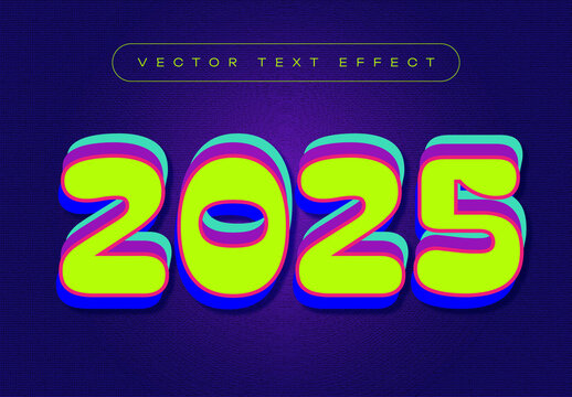 Happy New Year 2025 Text Effect Design
