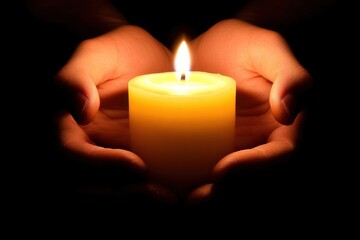 Warm Candlelight Vigil in Dark Outdoor Setting