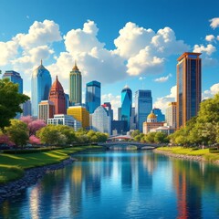 Fototapeta premium A modern cityscape, San Jose's urban view.