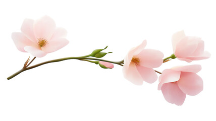 Obraz premium Delicate pink magnolia flowers on branch, showcasing their soft petals and natural beauty