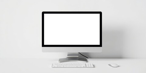 Fototapeta premium Laptop and desktop computer screen mockup template on white background, mockup, technology