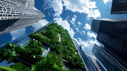 Thriving Vertical Garden on Futuristic Urban Building Showcases Sustainable City Design