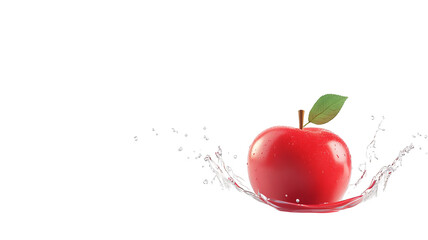 vibrant red apple splashes into clear water, creating dynamic ripples and droplets. fresh fruit is highlighted against clean background, emphasizing its juicy and refreshing nature