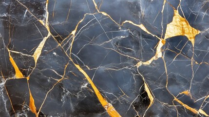 Fototapeta premium Luxurious Black Marble Backdrop with Golden Veins for Premium Design