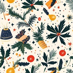 Christmas and new year decoration with seamless background