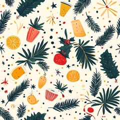 Christmas and new year decoration with seamless background