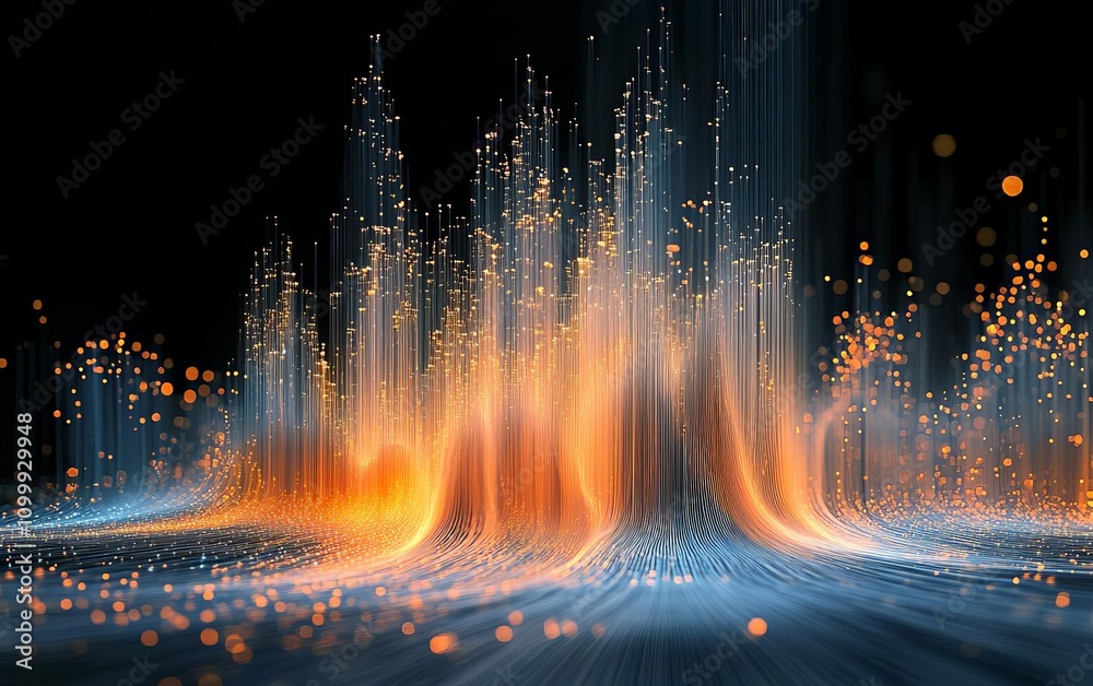 Poster dynamic abstract composition showcasing vibrant colors and flowing light patterns. perfect for techn