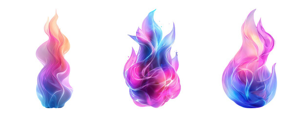 Abstract Colorful Flame Design with Transparent Background