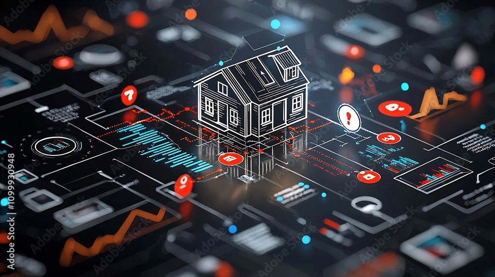 Poster visual representation of economic policy impacts on housing markets illustrated through interactive 