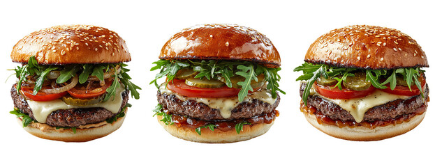 Delicious Burger Isolated on Transparent Background
