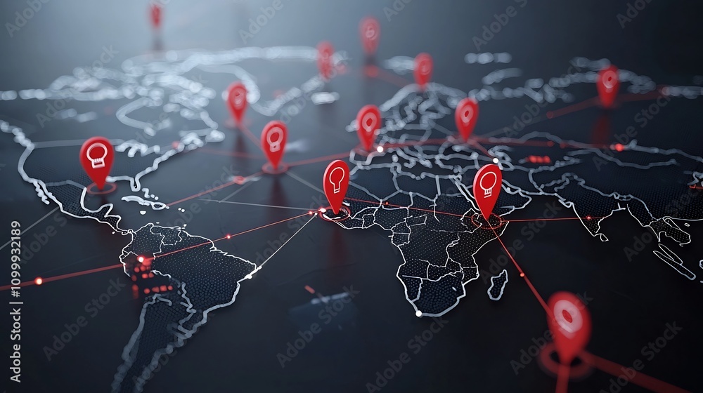 Poster Digital rendering of strategic economic policies visualized as interconnected pathways within a global trade network depicting the concept of international trade relations and commercial development