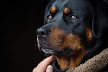 Obraz premium Close-up portrait of a Rottweiler dog.