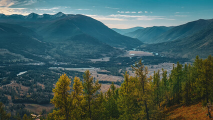 kanasi lake landscape or mountain view, scenery of mountain in China, travel destination or tour tourism, xinjiang, majestic panorama nature view. destination, blue sky, hill top, calmness.