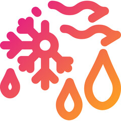 Weather symbol representing snow, rain, and temperature changes in a vibrant color gradient